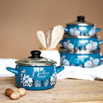 Metalac Posude 20 см емайлирана тенджера Metalac Posude с декор BLUE COOKING DELIGHT (3016168)