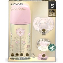 Suavinex Gold set + cumlík fyziologický + klip ružová 270 ml