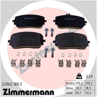 ZIMMERMANN Sada brzdových platničiek kotúčovej brzdy 22962.180.2