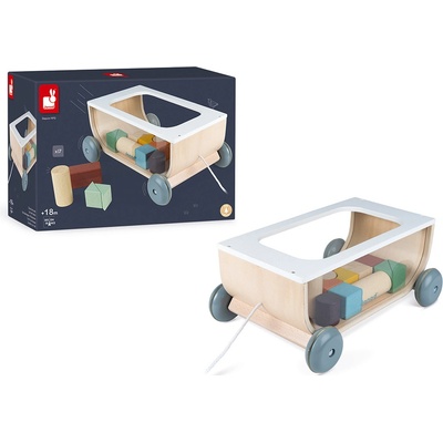 Janod Cocoon drevený vozík s kockami na ťahanie