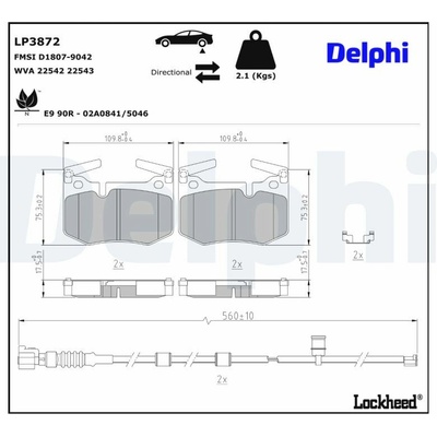 Sada brzdových platničiek, vždy 4 kusy v sade DELPHI LP3872