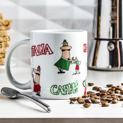 BIALETTI Italia Tricolore Omino biely keramický hrnček 315 ml