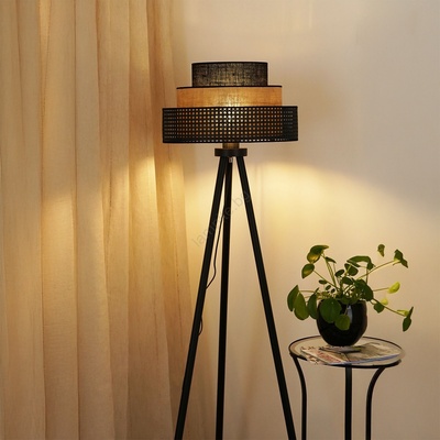 - Подова лампа DAKOTA LUNETA 1xE27/15W/230V черна/ратан (BG1129)