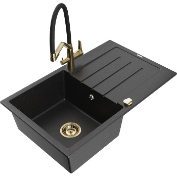 Mexen Bruno гранитна мивка с 1 корито с дренаж и кухненски смесител Duo, (6513-73-671701-57-G)