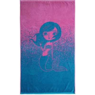 SCANquilt plážová osuška VELUR mořská víla tyrkysovorůžová 70 x 125 cm