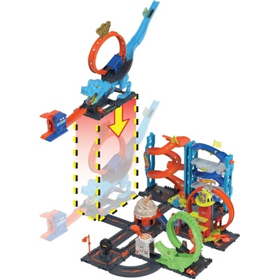 Hot Wheels City slučka T-Rexa kaskadérska dráha s autíčkom
