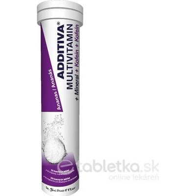 Additiva Multivitamín + Minerál + Kofein ananás 20 šumivých tabliet