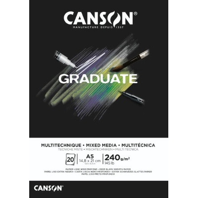 Canson Skicák Graduate Mix Media Black lep. A5, 20listů, 240g
