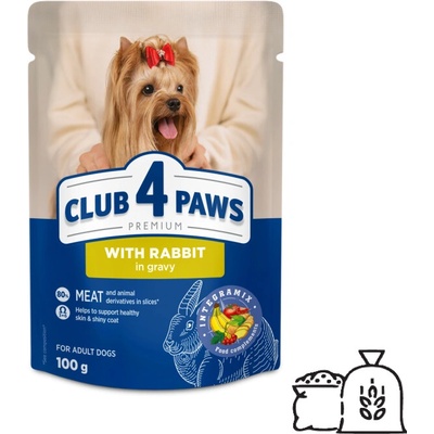 Club4Paws Premium S králikom v omáčke pre dospelých psov 100 g