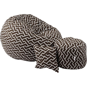 Image 1 of PUFRELAX Комплект Барбарон с табуретка за крака и декоративна възглавница 500л. Matusalem, Zippity Brown, Перящ се калъф, Подходящ за деца, Пълнеж с микс от мемори пяна и дунапрен, Гама Premium (PUF-M-MOP-PT-ZIB)