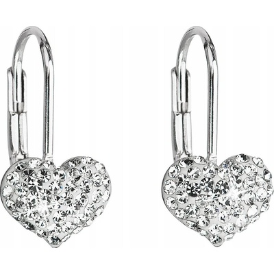 Pavona Stříbrné náušnice visací s krystaly Swarovski bílé srdce 31125.1