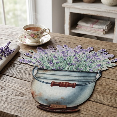 Eurofirany Okrúhle prestieranie Summer 1 s tlačeným motívom levanduľovej kytice fialová Polyester 35 cm kruh