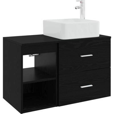 vidaXL Комплект мебели за баня 2 pcs Черен дъб Инженерна дървесина (3403881)