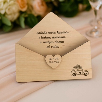 Dřevěná obálka na peníze – originální dárkové balení Varianta: Auto