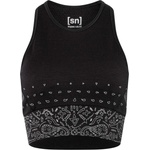 super. natural Дамски спортен сутиен super. natural Women's Bandana LF Top Sports bra - Jet Black / Fresh White (114-3967-0113)