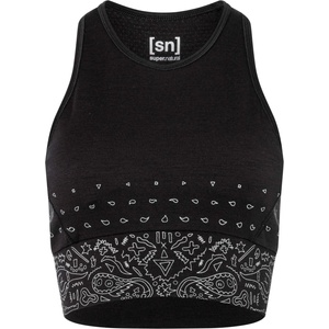 super. natural Дамски спортен сутиен super. natural Women's Bandana LF Top Sports bra - Jet Black / Fresh White (114-3967-0113)