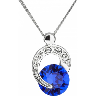 Evolution Group Strieborný náhrdelník s kryštálmi Swarovski modrý okrúhly 32048.3 blue