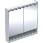 Geberit ONE - Шкаф огледало с LED осветление, 90x90x15 см, 2 врати, с ниша, алуминий 505.833. 00.1 (505.833.00.1)