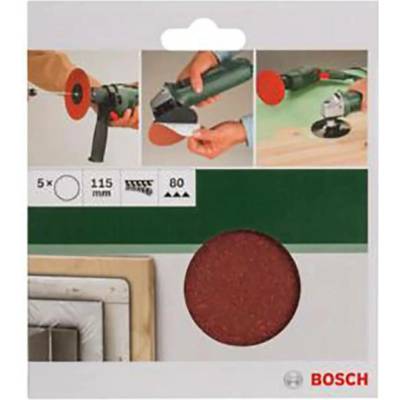BOSCH Sada 5dílná brusných papíru pro úhlové brusky 115 mm G = 80