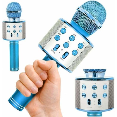 Bezdrôtový karaoke mikrofón s reproduktormi modrá
