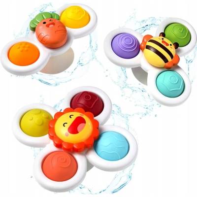 HRAČKA DO VANY SENZORICKÁ PRO DĚTI FIDGET SPINNER S PŘÍSAVKOU 3 KS