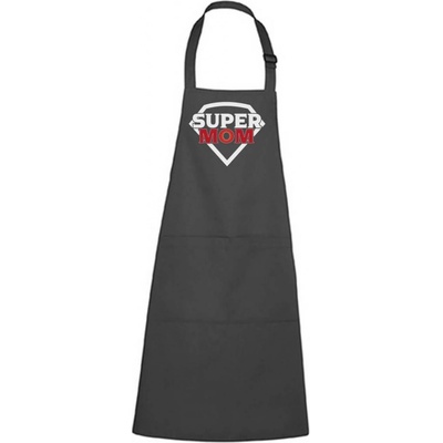 Dobrý Triko Zástěra s potiskem Super mom Antracitová