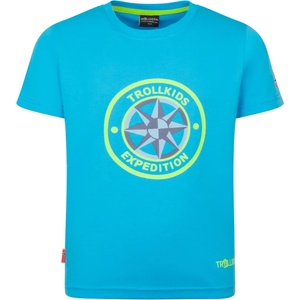 TROLLKIDS Детска тениска Trollkids Kid's Windrose T T-shirt - Pool Blue / Wild Lime - размер 128 (EU) (704-1810-1115)