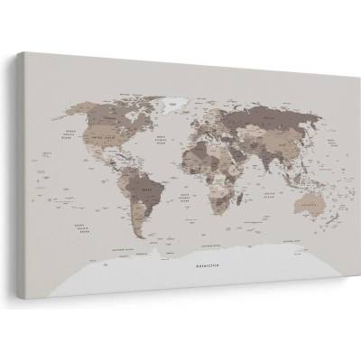 Obraz mapa světa v béžovém provedení - 60x40