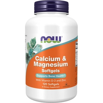 NOW Calcium & Magnesium Softgels / with Vit D and Zinc [120 Гел капсули]