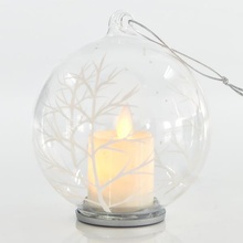 Eurolamp Vianočné ozdoby sklenená svetelná loptička sviečka 10 cm set 2 ks