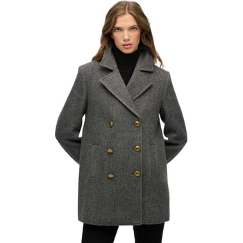 SUPERDRY Палто Superdry Double Breasted Pea coat - Grey (Charcoal Herringbone)