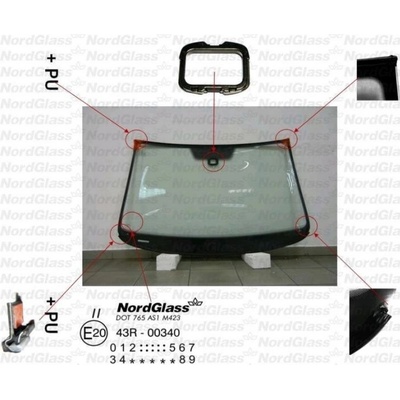 NordGlass Čelní sklo - zelené - senzor ASNG 8584AGSMVW35