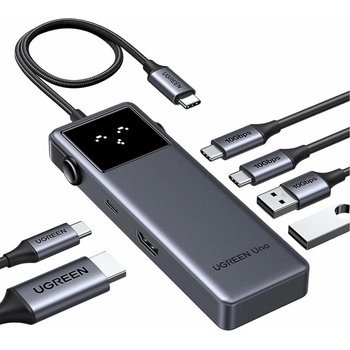 UGREEN Докинг станция Ugreen CM888, от USB-C към 1x USB-C(PD), 2x USB-C, 2x USB-A, 1x HDMI, черна (UGREEN-35998)