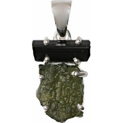 Nefertitis Turmalín skoryl a vltavín přívěsek stříbro LOT29 NF66380