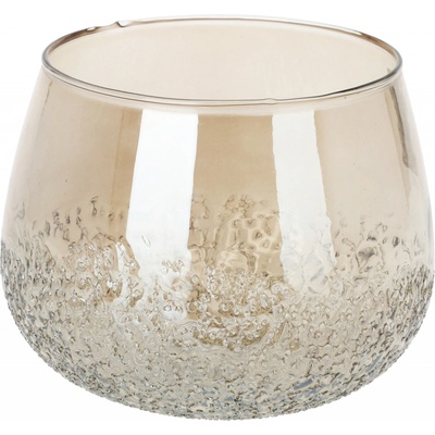 H&L Svícen GoldenGlow 11×8,5 cm – skleněný, zlatý lesk, jemně kouřový efekt, menší