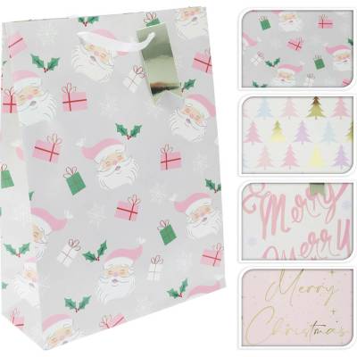 taška dárková 40x30x10cm (XL) VÁNOČNÍ RŮŽ mix dekorů