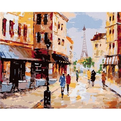 zuty Malování Podle Čísel Ulice V Paříži 40 x 50 Cm Plátno Rám