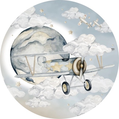 Dekornik Детски стикер за стена , ø 150 cm Plane in a Circle - Dekornik (DEKO.CIRCLE.006_M)