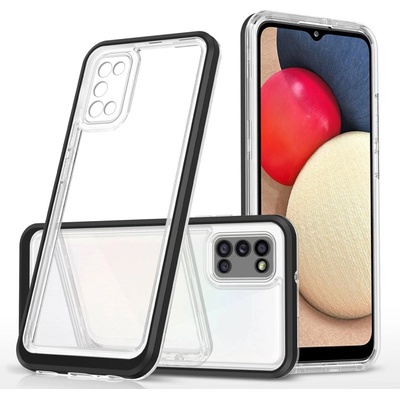 HQWear Прозрачен кейс 3в1 за Samsung Galaxy A03s (166) с гел рамка, черен (5907769339189)
