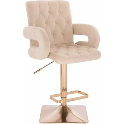 LuxuryForm Design Boston Velur na zlatej hranatej podstave krémová