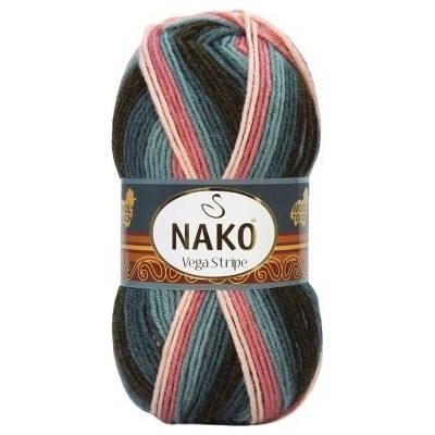 Nako Pletací příze Nako Vega Stripe 82418 - hnědá