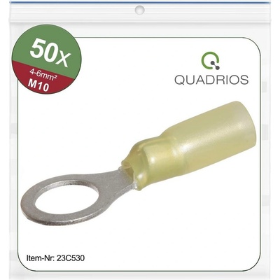 Quadrios 23C530 guľaté káblové oko Prierez=6 mm² Ø otvoru=10.5 mm čiastočne izolované žltá 50 ks
