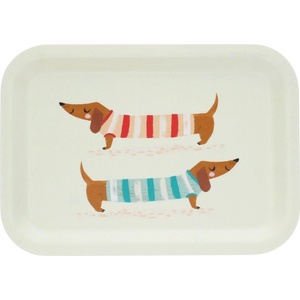 Rex London Кремав дървен детски поднос 20x28 cm Sausage dog - Rex London (31895)
