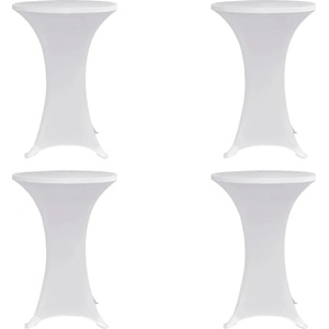 vidaXL Покривки за коктейлни маси, Ø60 см, бели, еластични, 4 бр (279068)