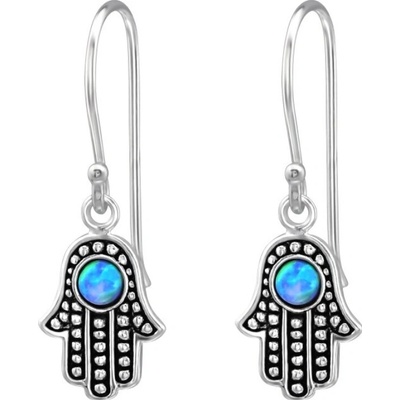 Majya Stříbrné náušnice s přívěskem HAMSA 11899