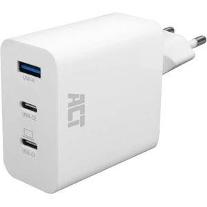 ACT Зарядно ACT AC2170, 3 порта USB-C/USB-A, 65W, Power Delivery PPS, GaNFast, QuickCharge (AC2170)