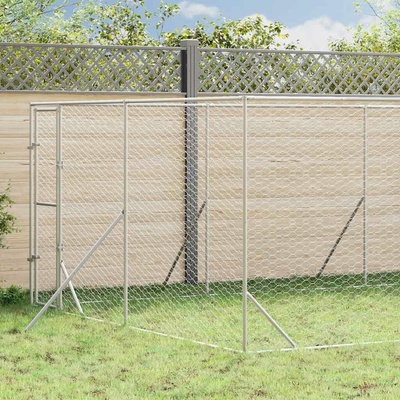 vidaXL Venkovní psí kotec stříbrný 400 x 1600 x 200 cm