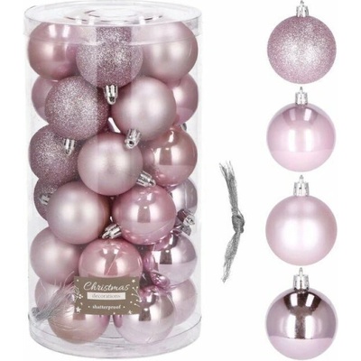 SPRINGOS Vianočné banky ružové mix 5cm súprava 30ks