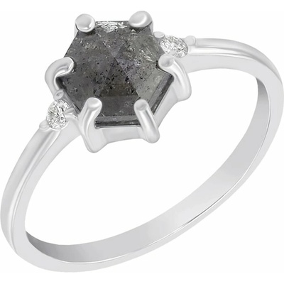Eppi Zlatý prsten se salt and pepper diamantem a postranními lab grown diamanty Felice R40538