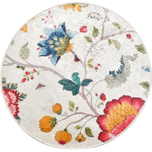 Foutastic Сив кадифен килим за баня ø 140 cm Vintage Flower - Foutastic (359CHL4240)